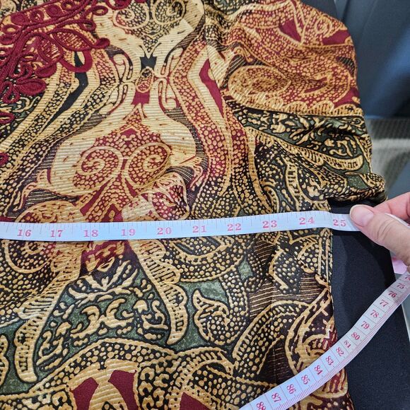 Jones New York Womens Silky Popover Top Multicolor Embroidered Artsy Bohemian - Picture 8 of 10